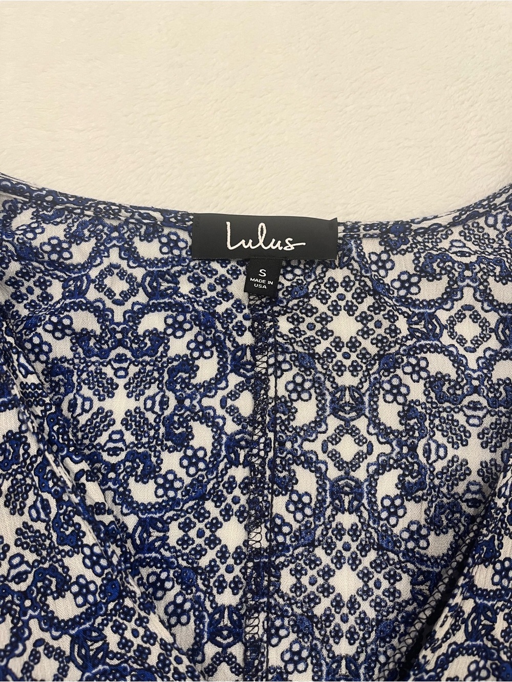 Lulus Blue & White Tile Print Maxi Dress - Small - Picture 3 of 9